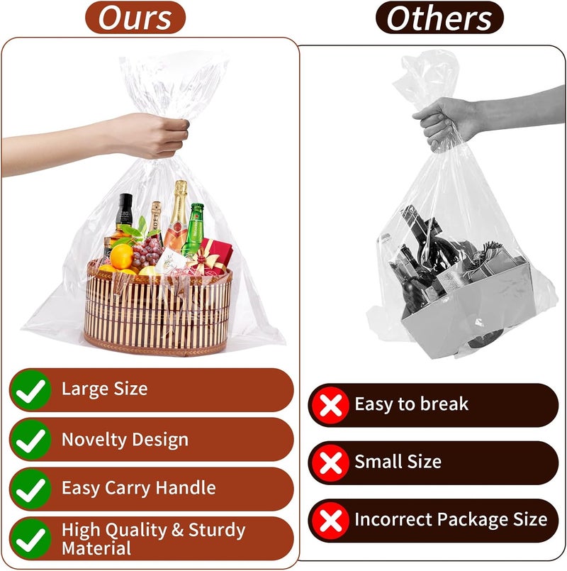 Dreamtop 3 Set Baskets for Gifts Empty, Woven Bamboo Gift Basket Empty Large with Handles, Sturdy Gift Basket Kit Empty to Fill for Christmas Birthday Baby Shower Wedding Gift (Brown) - Image 3